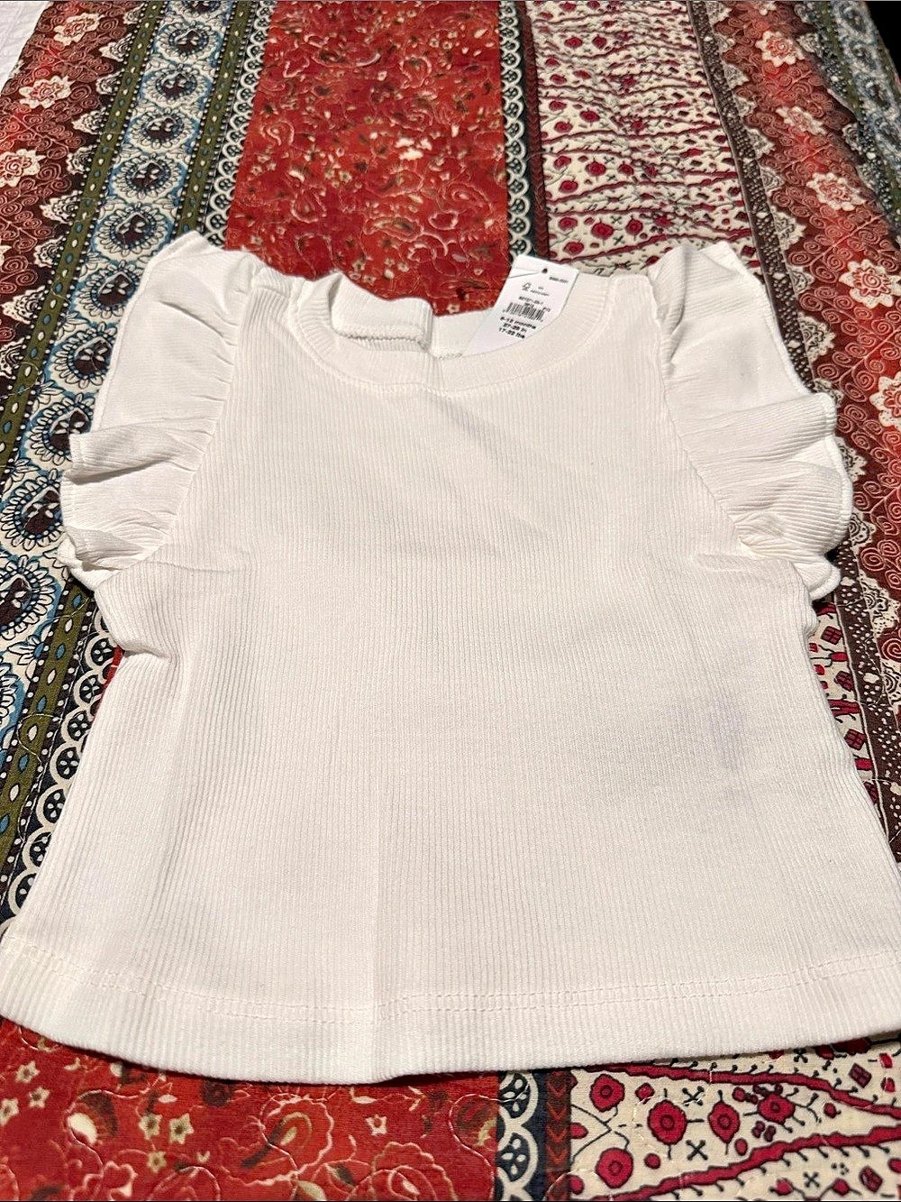 Baby GAP Ribbed Ruffle Sleeve Off-White Top - Picture 2 of 6
